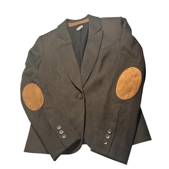 Cremieux Womens Brown Patch Sleeve one Button Front Blazer Sz 2 - Picture 2 of 15